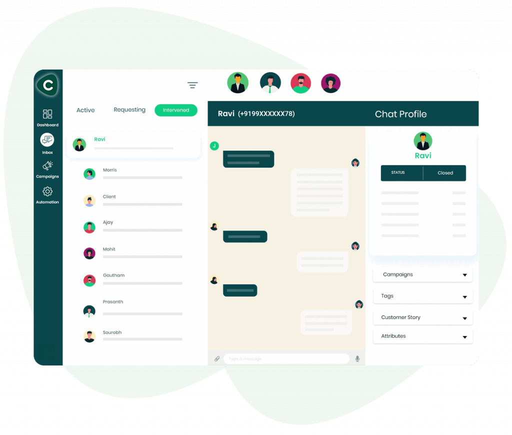 Cratio WhatsApp Chat Inbox feature